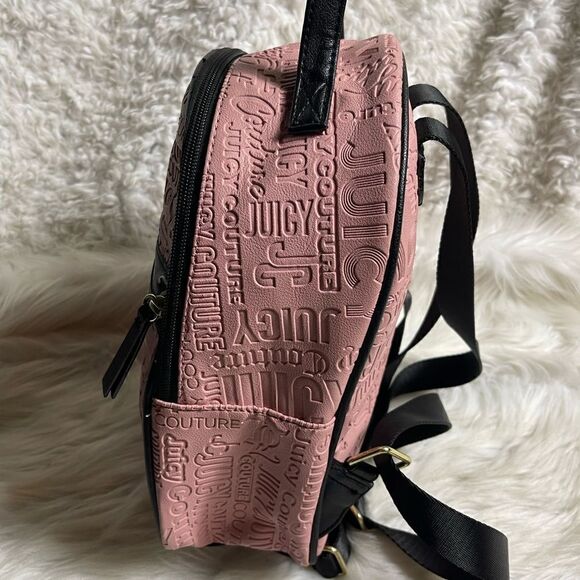 Juicy Couture Vinyl Blush Pink Gothic Word play Small Backpack with black trims main image 8